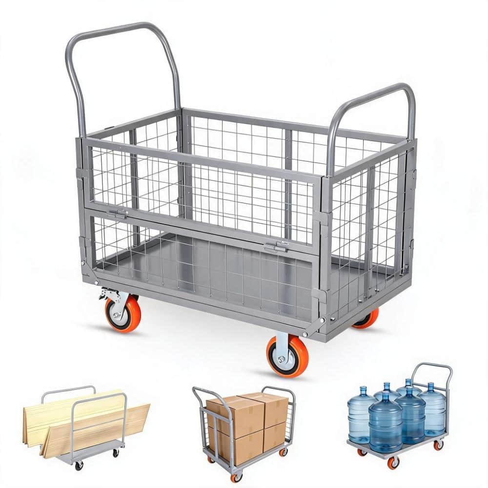 Heavy Duty Collapsible Platform Hand Truck Cart with Removable Cage, 4 Casters (2 Locking), 1800lbs Load Capacity price history on PriceWatchPro