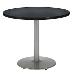 Mode 30 in. Round Graphite Wood Laminate Dining Table with Silver Round Steel Frame (Seats 2)