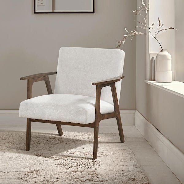 Lewiston Beige Textured Fabric Upholstery Accent Arm Chair