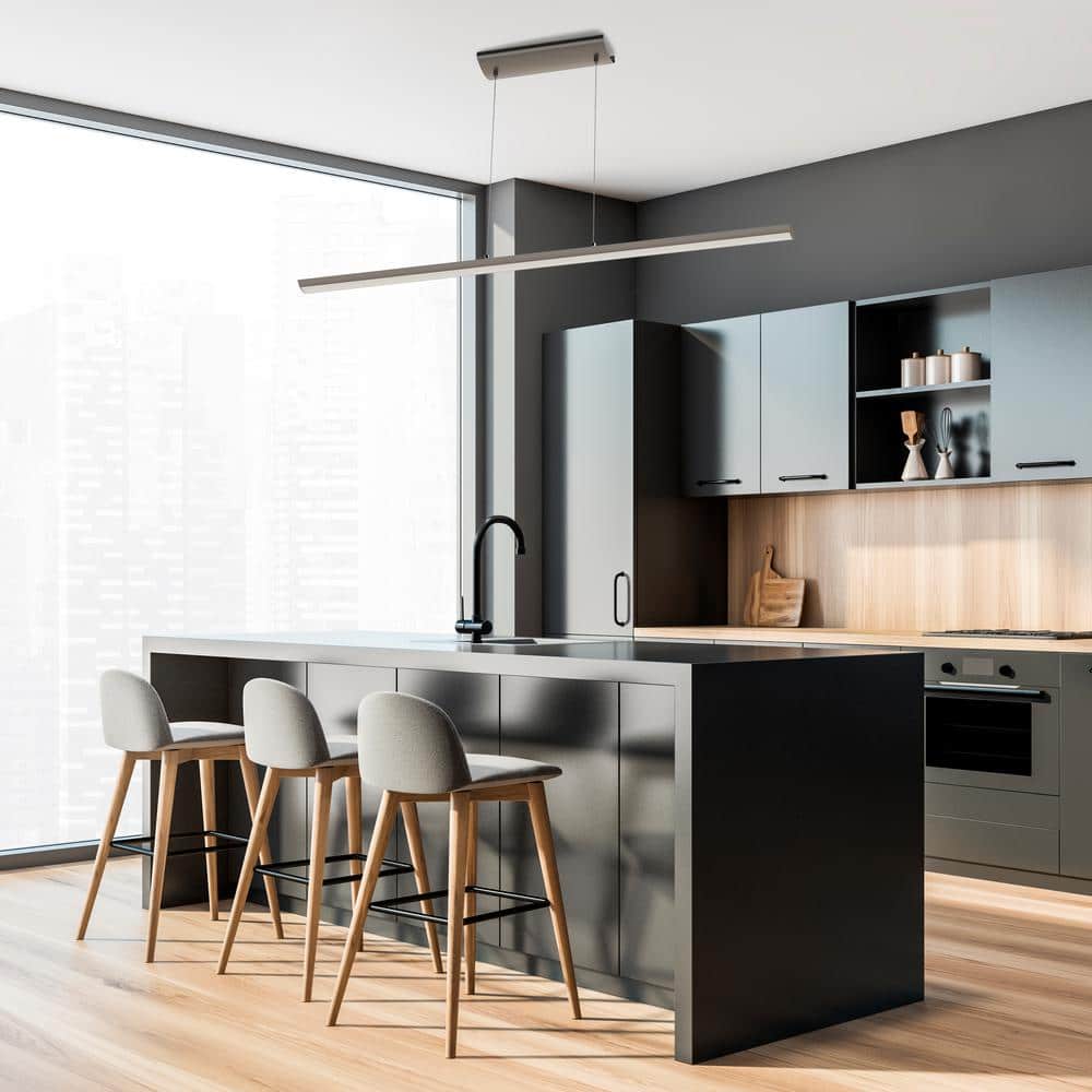 Pellaro Contemporary Matte Black 43.3" LED Island Pendant