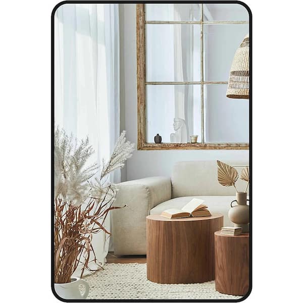 Nestfair 24 in. W x 32 in. H Rectangular Framed Wall Mounted Bathroom Vanity Mirror in Black