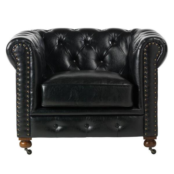 Home Decorators Collection Gordon Black Leather Arm Chair