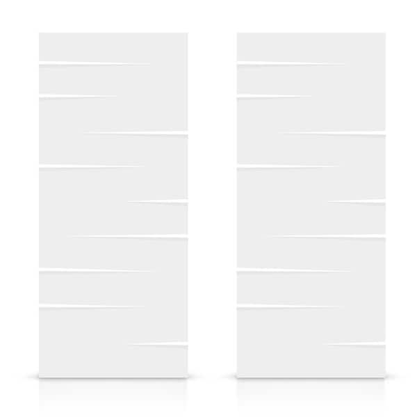 CALHOME 84 in. x 84 in. Hollow Core White Painted Composite MDF Interior Double Closet Sliding Doors