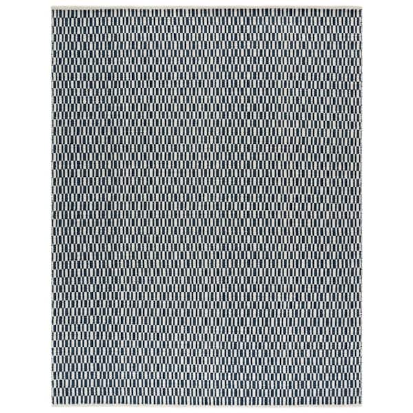 Vermont 9 ft. x 12 ft. Navy/Ivory Checkered Geometric Area Rug
