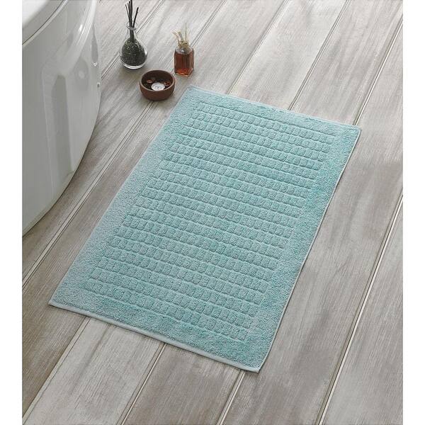 Ottomanson Solomon Collection 20 in. W x 31 in. H 100% Turkish Cotton Bordered Design Luxury Bath Mat in Mint (Set of 2)