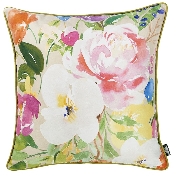 HomeRoots Josephine Multi-Color Floral 18 in. x 18 in. Throw Pillow Cover