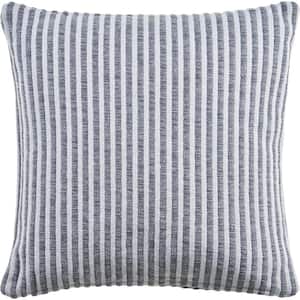 22 in. x 22 in. Striped Gray/Cream Throw Pillow
