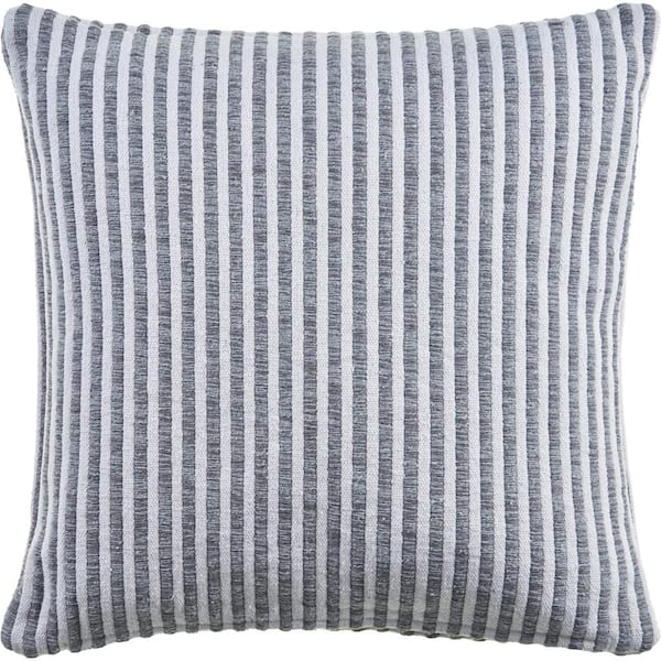 Unbranded 22 in. x 22 in. Striped Gray/Cream Indoor Throw Pillow