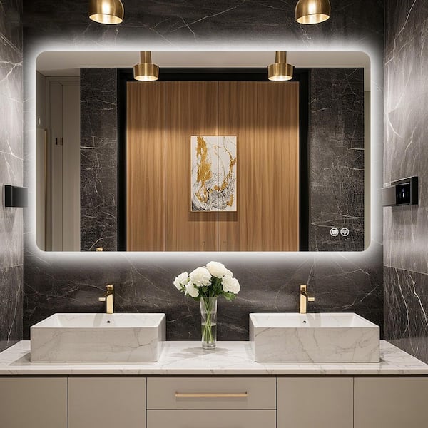 Unbranded 36 in. W x 60 in. H Rectangular Frameless Anti-Fog Adjustable Backlit LED Bathroom Wall Mirror, RoHS and CRU Certified