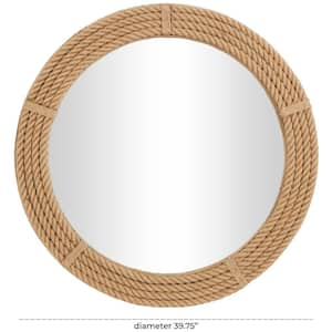 40 in. x 40 in. Rope Round Framed Brown Wall Mirror