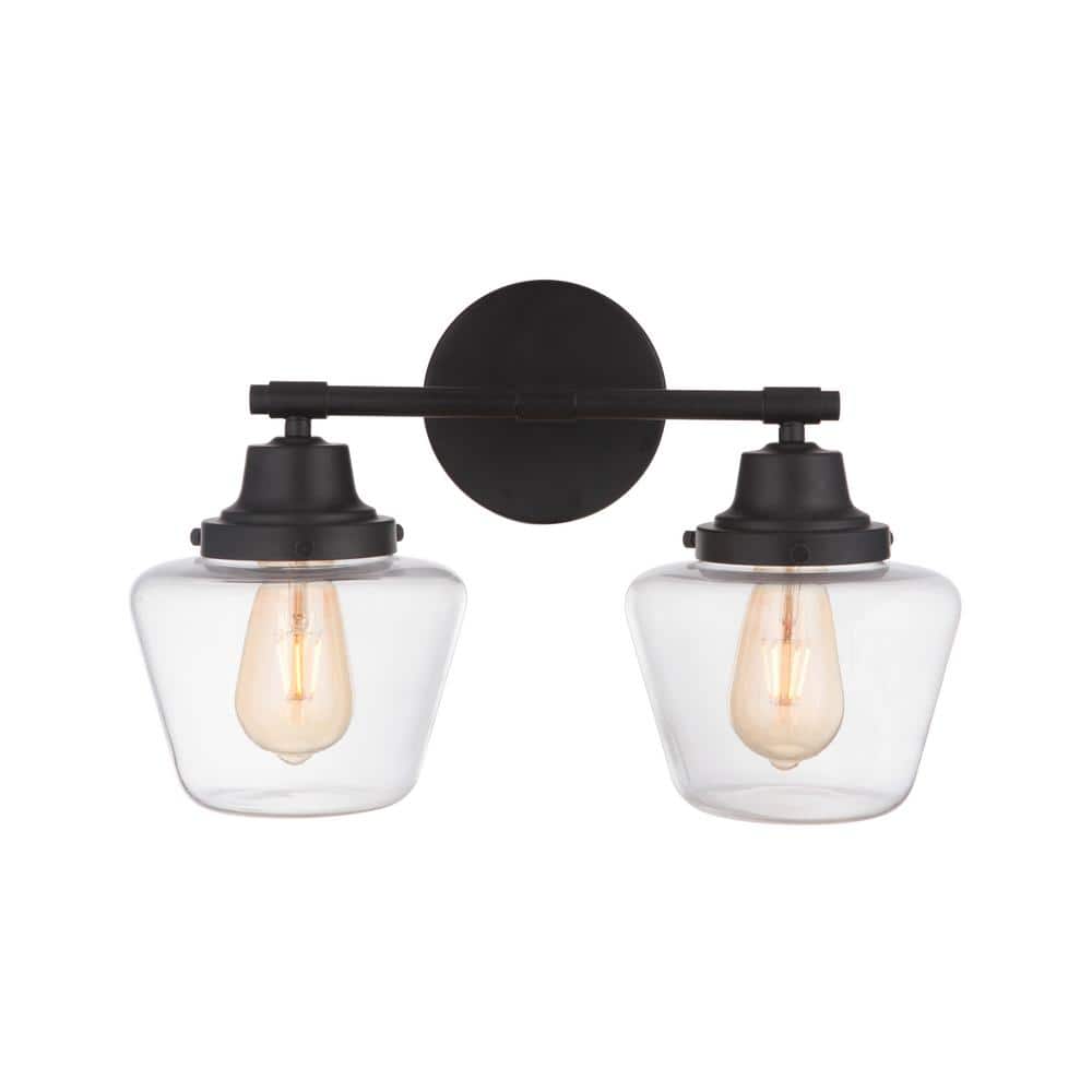 Essex 17.5" Polished Nickel 2-Light Vanity with Clear Glass Shades