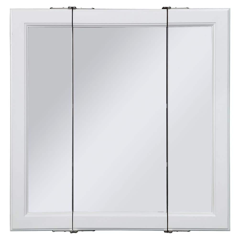 Wyndham White Tri-View 36'' Surface Mount Medicine Cabinet