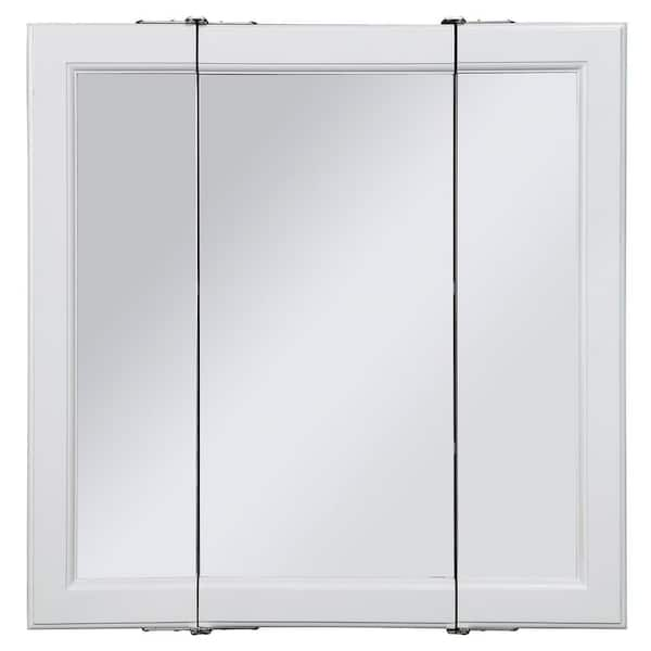 Afina Wilshire I Small White Surface Mount Right Hinged Single Door  Medicine Cabinet With Beveled Edge Mirror