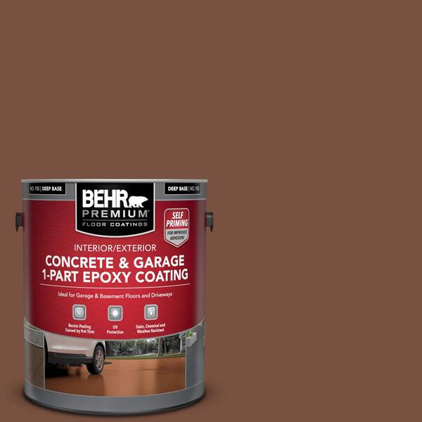 BEHR PREMIUM 1 gal. #S200-7 Earth Fired Red Self-Priming 1-Part Epoxy Satin Interior/Exterior Concrete and Garage Floor Paint