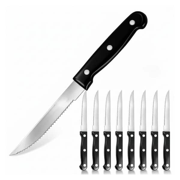 4.5 in. Stainless Steel Serrated Steak Knife with Ergonomic Non-Slip Handle, Set of 8
