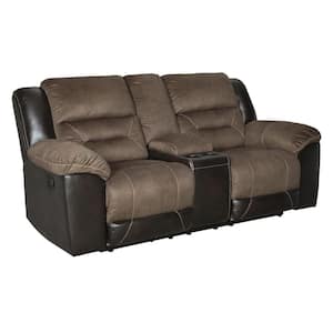 41 in. Pillow Top Arm Leather Rectangle with Holders Recliner Sofa in. Brown