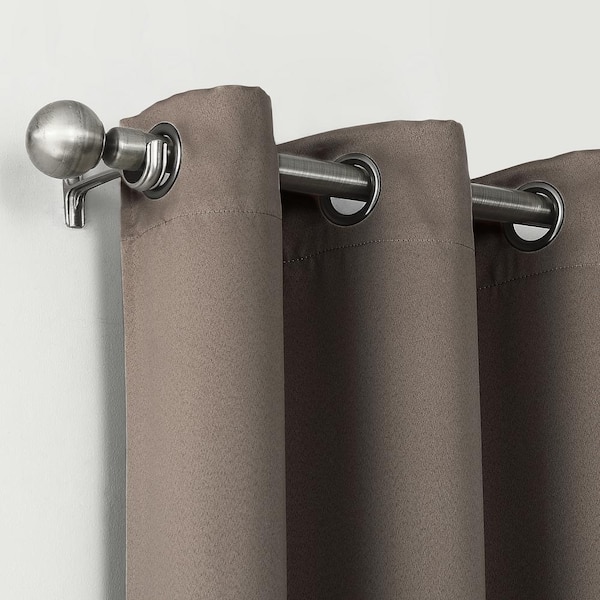 Mushroom Woven Solid 52 in. W x 84 in. L Noise Cancelling Thermal Grommet Blackout Curtain