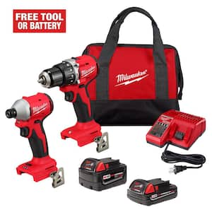 Milwaukee M18 18V Lithium Ion Brushless Cordless Compact Drill Impact Combo Kit 2 Tool w 2 2.0 Ah Batteries Charger Bag 3692 22CT The Home Depot