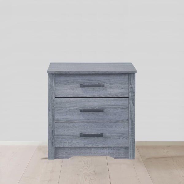 AndMakers Hudson 3-Drawer Gray Nightstand (23 in. H x 22 in. W x 18 in. D)