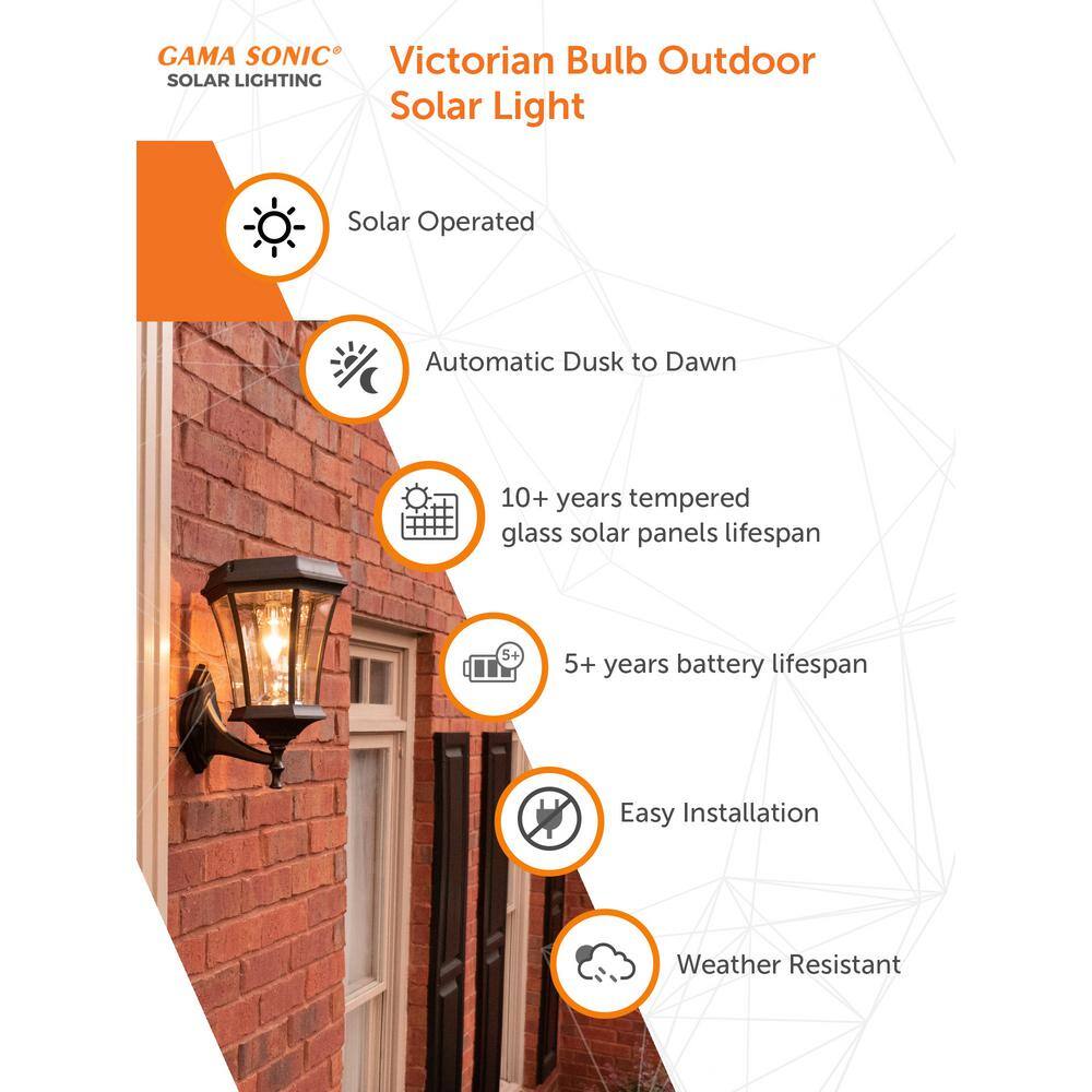 Victorian Black Aluminum Solar LED Lamp Post with Motion Sensor