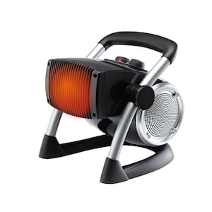 1500W 11.75 in. Electric Forced Air Ceramic Utility Space Heater in Black with 2-Heat Settings, Fan Mode, Pivoting Head