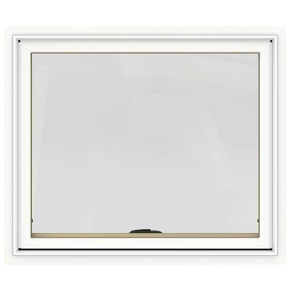 JELD-WEN 36 in. x 30 in. W-2500 Series White Painted Clad Wood Awning Window w/ Natural Interior and Screen