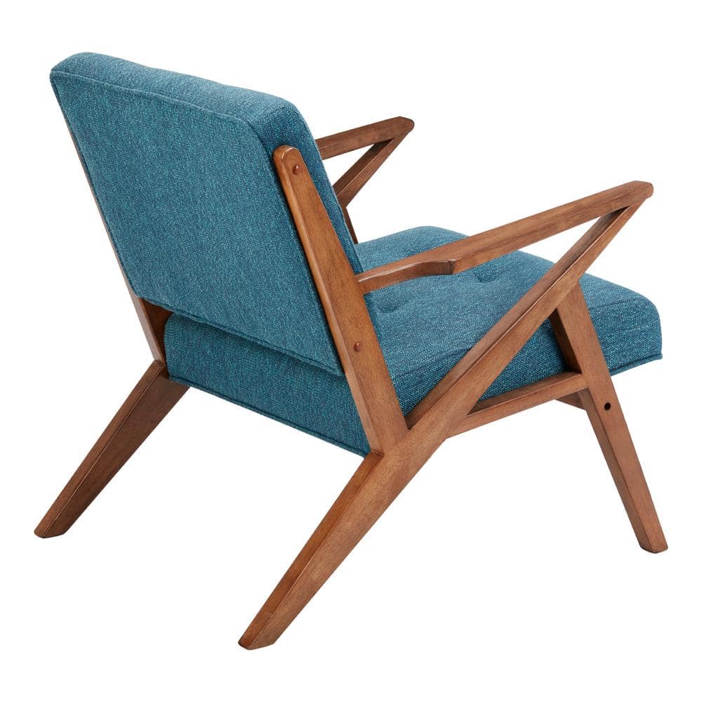 Mid-Century Modern Rocket Lounge Chair in Blue and Pecan