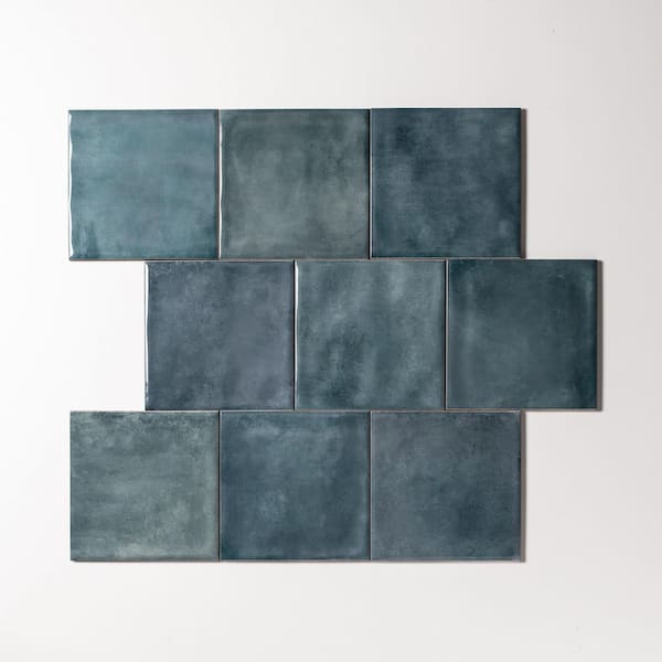 Zafiro CRUZ BAY STUDIO Safi 6 in. x 6 in. Blue Gloss Glazed Ceramic Wall