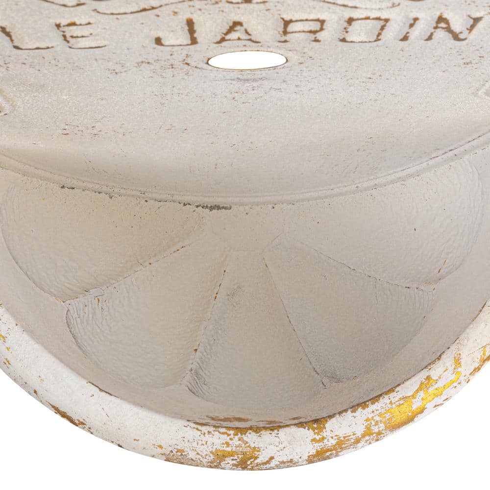 Distressed White Metal Wall-Mounted Planter with Gold Accents
