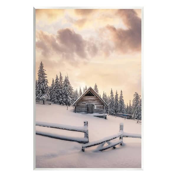 Stupell Industries Rural Winter Cabin by Incado 1-Piece Unframed Graphic Print Nature Poster Art Print 19 in. x 13 in.