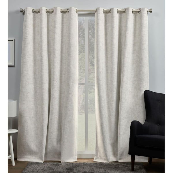 EXCLUSIVE HOME Burke Latte Polyester Solid 52 in. W x 96 in. L Grommet Blackout Curtain (Set of 2)