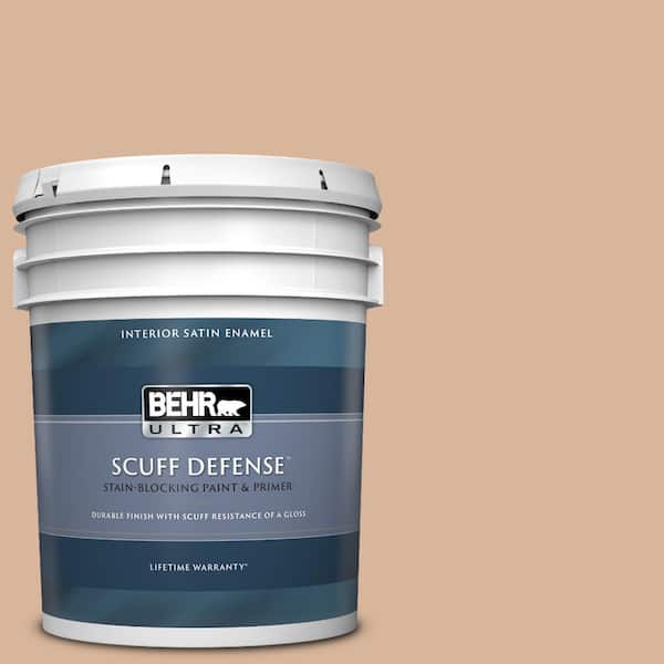 BEHR ULTRA 5 gal. #ECC-40-1 Canewood Extra Durable Satin Enamel Interior Paint & Primer