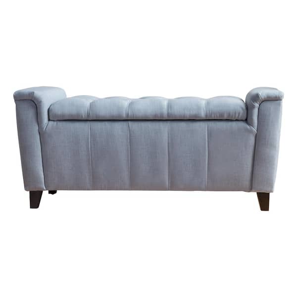 Noble House Argus Blue Fabric Armed Storage Bench