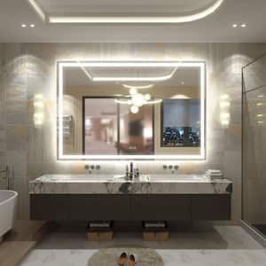 60 in. W x 40 in. H Rectangular Frameless Front & Back LED Lighted Anti-Fog Tempered Glass Wall Bathroom Vanity Mirror