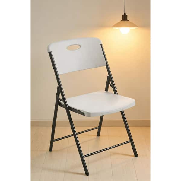 HDX Metal Frame Almond Resin Seat Indoor/Outdoor Folding Chair THD