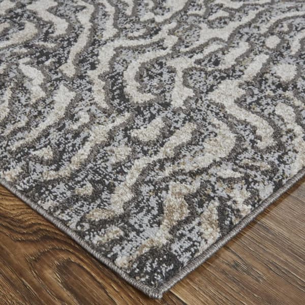 9 x 12 Gray, Ivory Abstract Area Rug