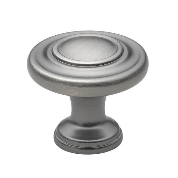 GlideRite 1-1/4 in. Dia Satin Pewter Classic Round Ring Cabinet Knob (10-Pack)