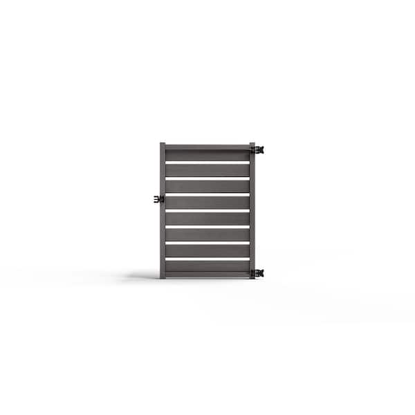 Composite Modern Horizontal Semi-Privacy ( 6 ft. H x 4 ft. W) Slate Grey Full Size Fence Gate