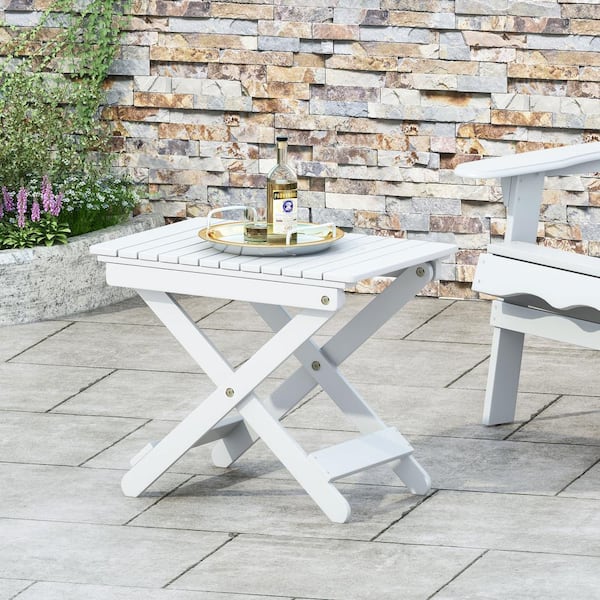 Unbranded Outdoor Folding Wooden Side Table Elegance and Functionality, White