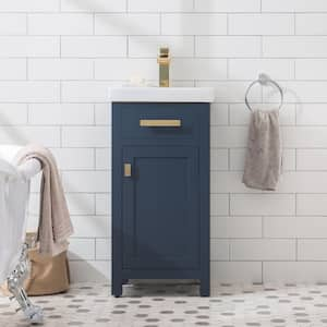 MIA 18 in. W Bath Vanity in Monarch Blue Finish with Ceramics Integrated Vanity Top with White Basin