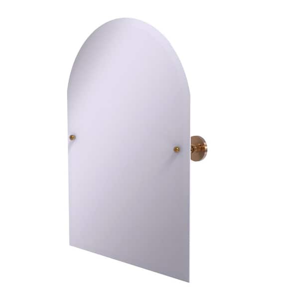Allied Brass 21 in. x 29 in. Prestige Skyline Collection Frameless Arched Top Tilt Mirror with Beveled Edge in Brushed Bronze