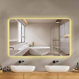 60 in. W x 36 in. H Large Backlit Rectangular Frameless Dimmable LED Light Anti-Fog Wall Bathroom Vanity Mirror in Glass