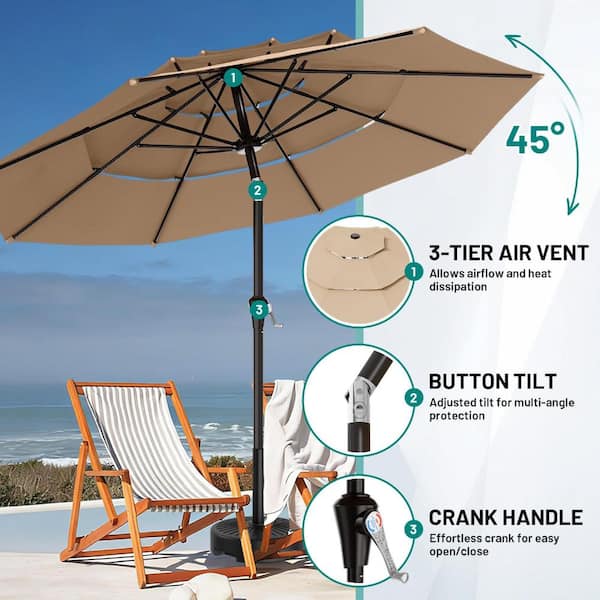 3 vent patio umbrella PatioKingdom Umbrella, Tier Auto-tilt Outdoor Table – Patio Kingdom Elevate your outdoor living space with our 10ft 3 Tiers Vented Patio Outdoor Umbrella PatioKingdom 9FT Outdoor Umbrella, Autotilt