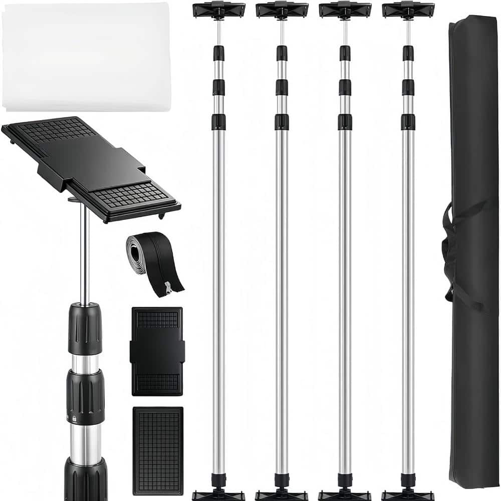 Spring Dust Barrier Poles Kit Gray 42.52 in Length Adjustable Temporary Wall Protection System