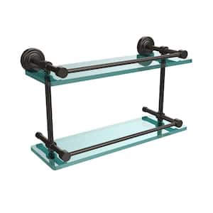 Waverly Place 16 in. L x 8 in. H x 5 in. W 2-Tier Clear Glass Bathroom Shelf with Gallery Rail in Oil Rubbed Bronze