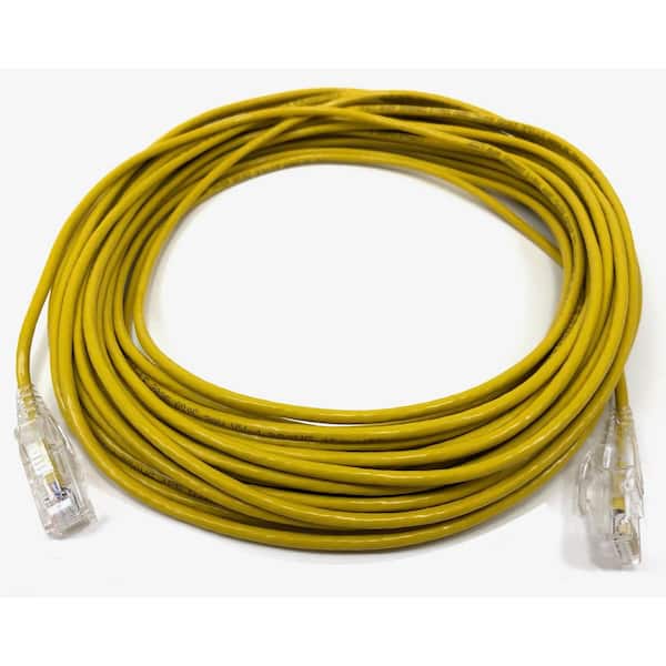 Micro Connectors, Inc 3 ft. 28AWG Ultra Slim CAT 6 Patch Cables, Yellow (5 per Box)