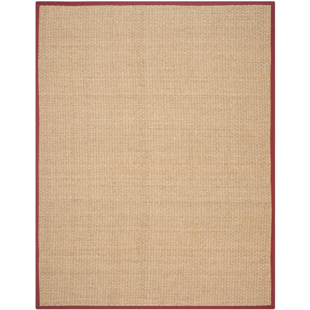 SAFAVIEH Natural Fiber Beige/Red 8 ft. x 10 ft. Border Area Rug NF114D ...