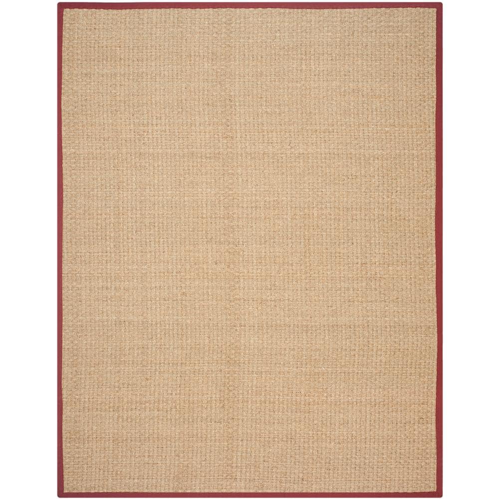 Red Fiber Rug SAFAVIEH Natural Fiber Natural/Red 10 ft. x 14 ft. Border Woven Area ...