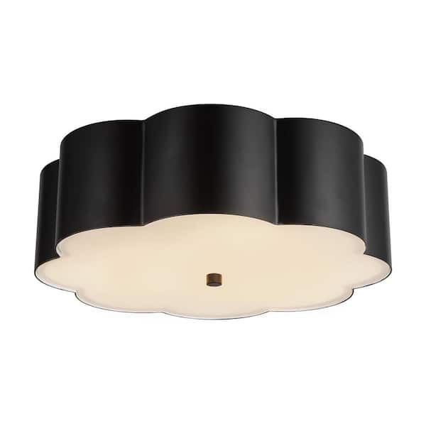Blossom 14 in. 3-Light 60-Watt Matte Black Flush Mount