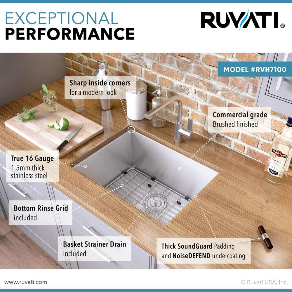 Ruvati 25" Stainless Steel Drop-in Single Bowl Kitchen Sink